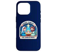 Belén con Texto en inglés Keep Christ in Christmas, Pesebre y Estrella de Jesús Carcasa para iPhone 16 Pro