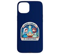 Belén con Texto en inglés Keep Christ in Christmas, Pesebre y Estrella de Jesús Carcasa para iPhone 15 Plus