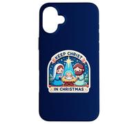 Belén con Texto en inglés Keep Christ in Christmas, Pesebre y Estrella de Jesús Carcasa para iPhone 16 Plus
