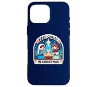 Belén con Texto en inglés Keep Christ in Christmas, Pesebre y Estrella de Jesús Carcasa para iPhone 16 Pro MAX