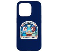 Belén con Texto en inglés Keep Christ in Christmas, Pesebre y Estrella de Jesús Carcasa para iPhone 15 Pro