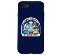 Belén con Texto en inglés Keep Christ in Christmas, Pesebre y Estrella de Jesús Carcasa para iPhone SE (2020) / 7/8