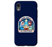 Belén con Texto en inglés Keep Christ in Christmas, Pesebre y Estrella de Jesús Carcasa para iPhone XR