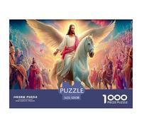 Belén de 1000 Piezas para Adultos y niños: Jesús en un Caballo Blanco Entre Nubes. Regalo Divertido y Actividad para decoración del hogar y la Pared. 52 x 38 cm (1000 Piezas).