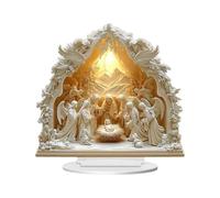Belen de Interior - Decoración de Mesa Jesús de Acrílico 2D | Conjunto del Nacimiento con Figuras del Pesebre | Decoraciones Navideñas Religiosas para Exterior, Escritorio, Mesa, Estantería, Chimenea,