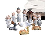 Belén de Navidad - Guardería de mesa, Conjunto de Nacimiento de Jesús, Figuras Miniaturas de escena de guardería | Adorno de Navidad con escena de la Natividad de Dibujos Animados, decoración de