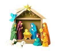 Belén de papel - Juego de belén navideño, kit de escena artesanal hecho a mano, decoración cristiana de fiesta de Navidad | Principiantes, hombres, mujeres, niños, niñas, jóvenes, adolescentes, esposa