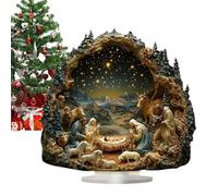 Belén | Decoración de belén 2D con base | Decoración religiosa accesorio festivo para escritorio estante alféizar chimenea mesa casa mujeres hombres