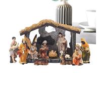 Belén - Estatuillas en miniatura de Kribbe Jesús, Juego Clásico De Expositores Vacacionales, Escena Artística De Navidad Hecho A Mano | Para Adultos Cristianos Al Aire Libre Ho