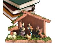Belén - Figuras pequeñas de pesebre de Jesús, decoraciones de Navidad de la natividad de Jesús, para mesa cristiana, chimenea, dormitorio, apartamento, granja, fiesta de Pascua