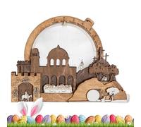 Belén iluminado, cuenta regresiva, decoración religiosa de la sagrada familia, suministros de fiesta, decoración de belén de madera para interiores con luz LED, para mantel, dormitorio, sala de estar