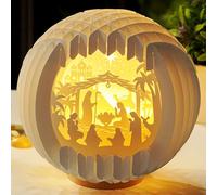 Belén iluminado para interiores con luz LED para mesa, decoraciones de papel de Navidad de Jesús, pequeños adornos de belén, regalos de historia de Navidad, regalos cristianos religiosos para mujeres,