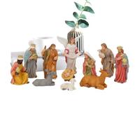 Belén - Juego de figuras en miniatura, escultura detallada de belén que ilustra el nacimiento de Jesús, coleccionable religioso hecho a mano para el hogar | Decoración de chimenea de mesa, lugar de