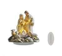 Belén LED con árbol iluminado, decoración religiosa de Navidad con María, José, bebé Jesús y ángel, pantalla de luz cálida para decoración del hogar o la iglesia