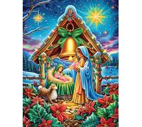 Belén navideño en el Bosque mágico Puzzles 300 Piezas Maquetas Educativas 3D Cuento de Hadas acompañante con Animales Rompecabezas para Familia Construir DIY Aliviar Estrés Decoración Hogar 300 PCS