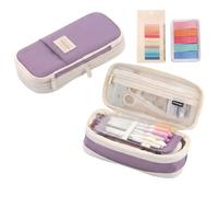 Beler Estuche para lápices de gran capacidad con dos blocs de notas adhesivas, estuche para niñas y adolescentes, estuche resistente para la escuela y la oficina, morado, Estuche para