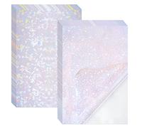 Belerry 10 hojas de vinilo transparente holográfico superpuesto de laminación tamaño A4 autoadhesivo holográfico laminado película impermeable vinilo adhesivo papel para decoración, 2 tipos, 8.25 x