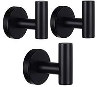 Belerry Paquete de 3 ganchos para toallas de baño, color negro mate, acero inoxidable SUS 304, montaje en pared, gancho de pared resistente para baño, cocina, dormitorio, hotel