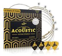 BELFORT Cuerdas de guitarra acústicas de bronce fosforoso para guitarra Western (3 unidades, duraderas, inoxidables, 6 unidades, incluye cuerda electrónica y 4 púas para guitarra acústica)