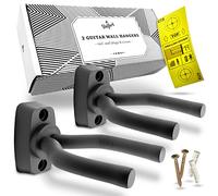 BELFORT® Soporte guitarra pared [2 unidades] + Escuela de guitarra, soporte de primera calidad para guitarra acústica, guitarra de concierto, guitarra eléctrica, banjo y ukelele