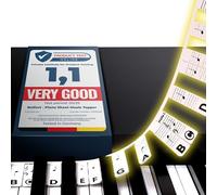 Belfort Soporte para Notas de Piano y Teclas de Silicona Extraíble para Principiantes - Color Blanco y Negro, con Libro Electrónico, Sin Pegatinas