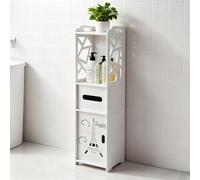 Belfoyer Armario Pequeno Bano Estrecho con Cajon Papel y Puerta Calada Torre Eiffel Organizador Auxiliar para Huecos Salon Cocina 20x20x80 cm Blanco