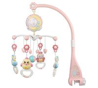 Belfoyer Bebé Móvil Cuna Musical con Luces y Música, Proyector, Función de temporización, Sonajeros de animales para niños, Juguete para recién nacido (rosa)