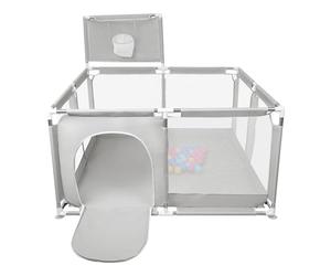 Belfoyer Corralito Bebé 126×126×66 cm sin Esquinas - Parque Infantil con 50 Pelotas y 8 Ventosas, Cercado para Bebe Seguro y Antideslizante - Gris Claro