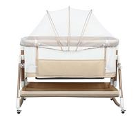 Belfoyer Cuna Colecho Bebé con Colchón y Mosquitera, Altura Ajustable, Cuna Plegable con Ruedas y Función Mecedora, de 0 a 36 Meses（90 * 60 * 90-115cm,Blanco）