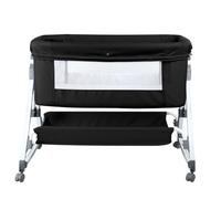 Belfoyer Cuna Colecho Bebé con Colchón y Mosquitera, Altura Ajustable, Cuna Plegable con Ruedas y Función Mecedora, de 0 a 36 Meses（80 * 40 * 100-116cm,Blanco）