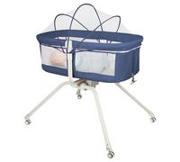 Belfoyer Cuna Colecho Bebé con Colchón y Mosquitera, Altura Ajustable, Cuna Plegable con Ruedas y Función Mecedora, de 0 a 36 Meses（94 * 70 * 80cm,Azul）