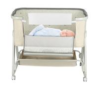 Belfoyer Cuna Colecho Bebé con Colchón y Mosquitera, Altura Ajustable, Cuna Plegable con Ruedas y Función Mecedora, de 0 a 36 Meses（50 * 91 * 68-81cm,Caqui）