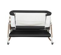 Belfoyer Cuna Colecho Bebé con Colchón y Mosquitera, Altura Ajustable, Cuna Plegable con Ruedas y Función Mecedora, de 0 a 36 Meses（90 * 60 * 90-115cm,Negro）