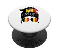 Belga Chica Bélgica Bandera Belga Orgullosa Mujer Belga PopSockets PopGrip Adhesivo
