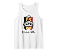 Belgian Girl Bélgica Bandera Nacional Día del Juego Lema Espíritu Camiseta sin Mangas