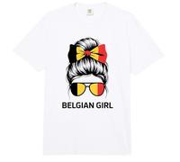 Belgian Girl Bélgica Bandera Nacional Día del Juego Lema Espíritu Comfort Colors Adult Heavyweight T-Shirt