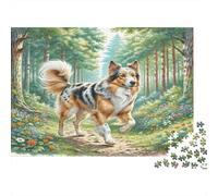 Belgian Malinois Rompecabezas de Papel Grueso Pastor Australiano en Camino de Bosque, Pack de Juego Familiar Decorativo 70x50cm/1000 Piezas