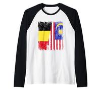 Bélgica Malasia Media Bandera Belga Malasia Heritage Jersey Camiseta Manga Raglan