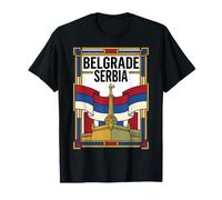 Belgrado Serbia Bandera Kalemegdan Fortress Vintage Travel Art Camiseta