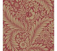 Belgravia Decor Papel pintado floral metálico de hoja de Florencia rojo/dorado 725