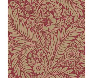 Belgravia Decor Papel pintado floral metálico de hoja de Florencia rojo/dorado 725