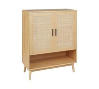 Beliani Aparador 2 Puertas de ratán Frente de Mimbre con Estante Estilo Boho almacenaje Madera Claro Perote