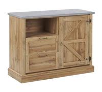 Beliani Aparador con Acabado de Madera Clara 100 x 40 x 79 cm Armario con 1 Puerta y 2 cajones Toronto