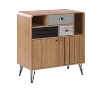 Beliani Aparador con Acabado en Madera Clara 80 x 40 x 87 cm Mueble Retro de 2 Puertas con 3 cajones Kyle