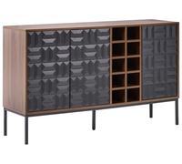 Beliani Aparador de 3 Puertas con Estante y botellero patrón geométrico Sala de Estar marrón Oscuro Caraquet