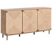 Beliani Aparador de 3 Puertas con Frente de Cuerda de Papel Estilo Boho 150 cm marrón Claro Bondi