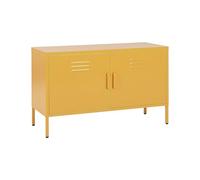 Beliani Aparador de Metal Amarillo 100 x 40 cm 2 Puertas estantes Protectores Patas Uria