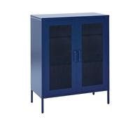 Beliani Aparador de Metal Azul Marino 2 Puertas estantes almacenaje Oficina casa Wakatipu