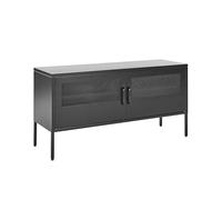 Beliani Aparador de Metal Negro 118 x 40 cm 2 Puertas Malla estantes gestión Cables Morley