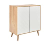 Beliani Aparador escandinavo de MDF con Chapa de Madera 2 Puertas y estantes almacenaje Dormitorio Blanco y marrón Claro Bristow